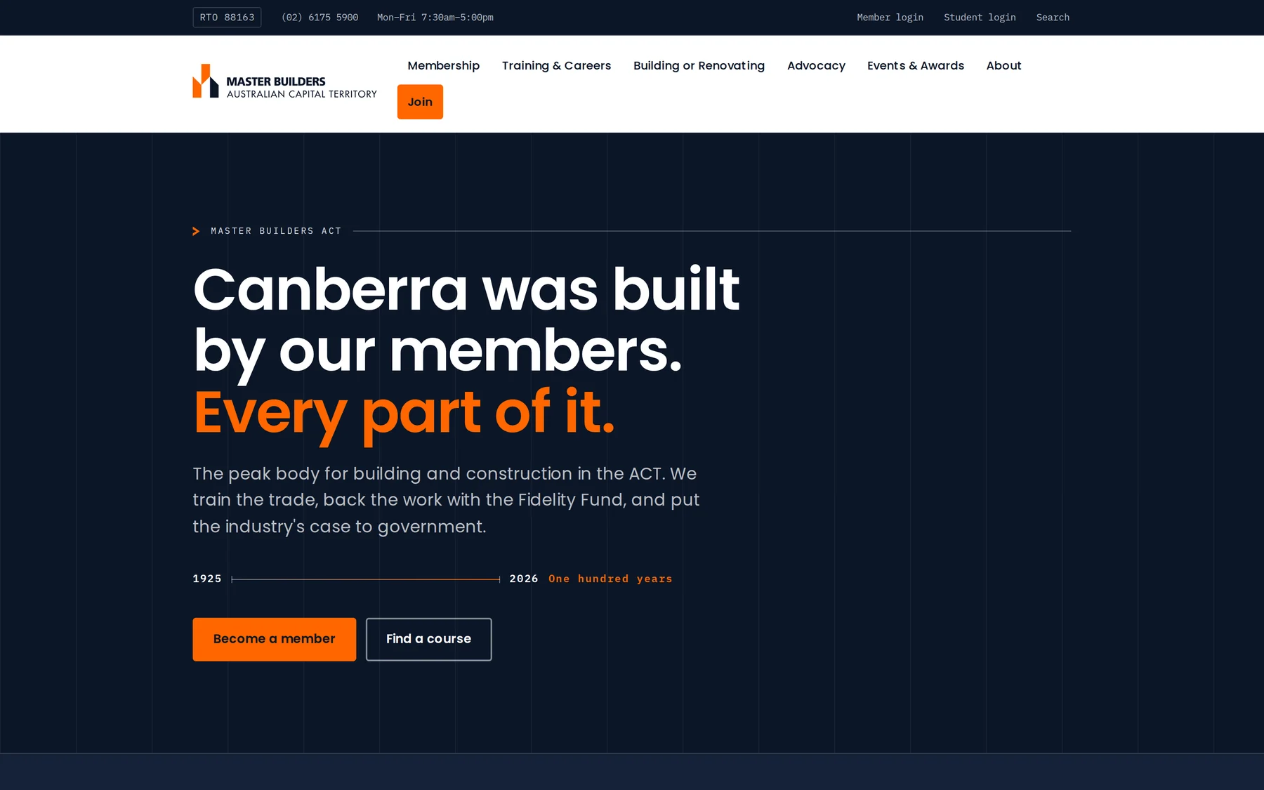 Website concept built for Master Builders ACT