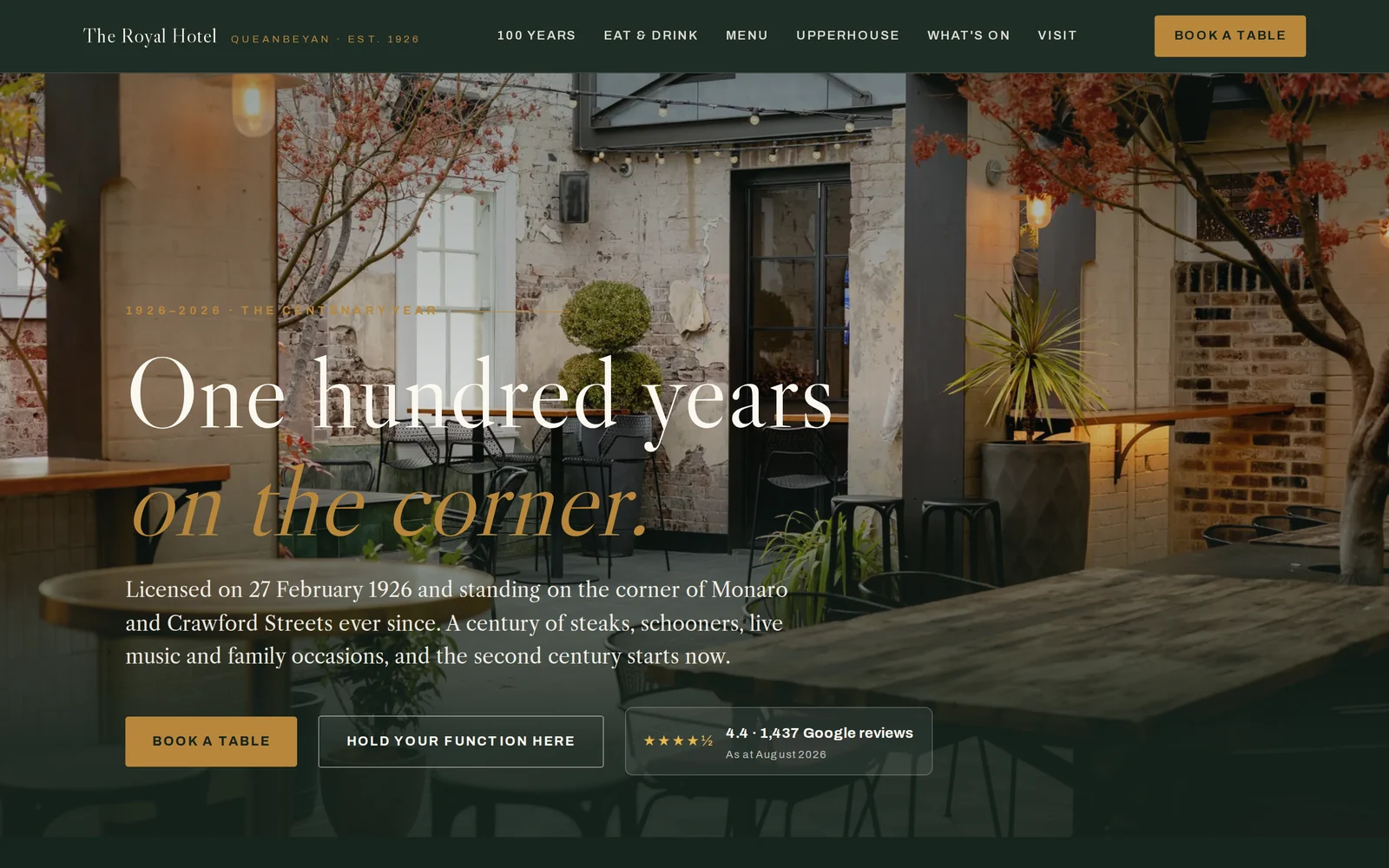 Website concept built for The Royal Hotel Queanbeyan